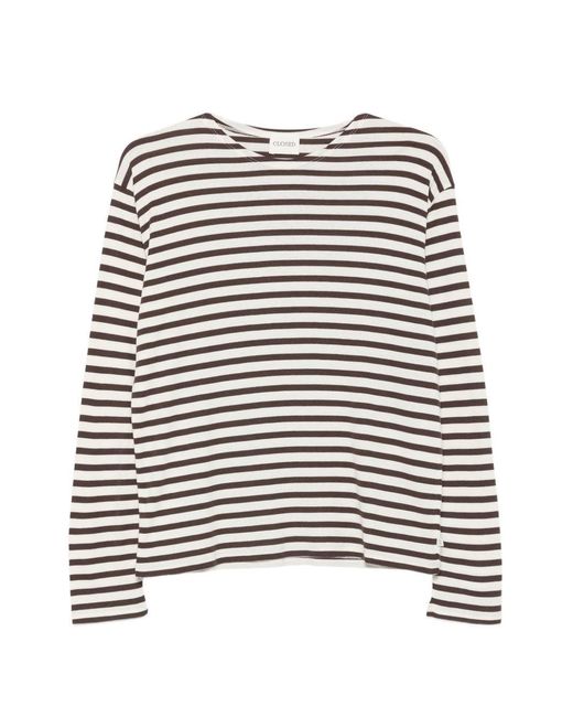 Closed White Striped Cotton Blend T-Shirt