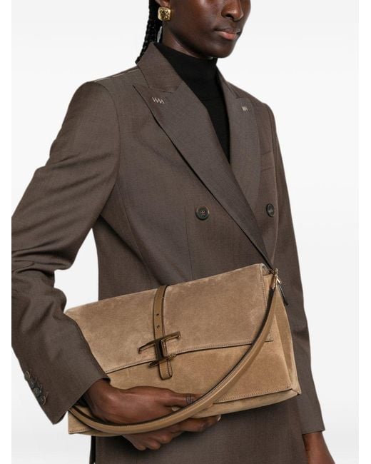 Tod's Brown T Timeless Leather Shoulder Bag