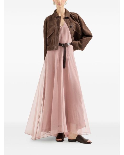 Brunello Cucinelli Pink Silk Long Dress