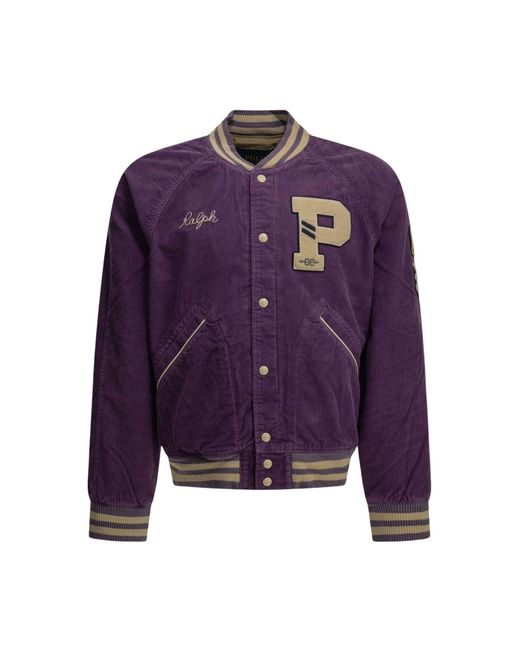 Polo Ralph Lauren Purple Varsity Velvet Bomber Jacket for men