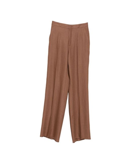 Tagliatore Brown Linen Trousers