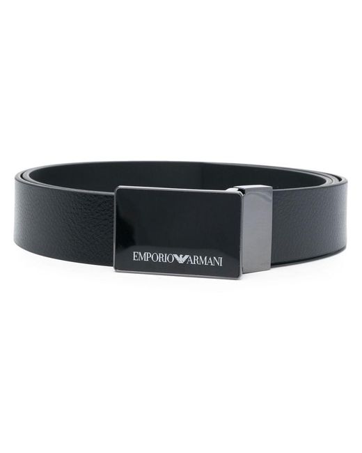 Emporio Armani Black Leather Belt for men
