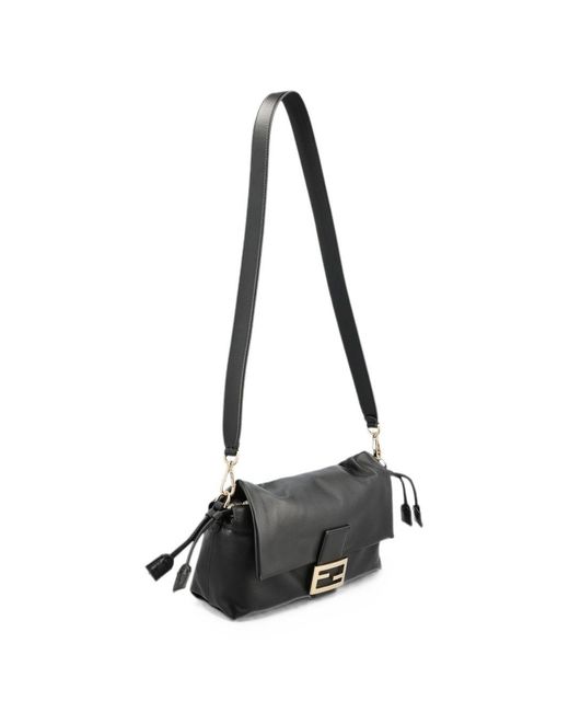 Fendi Black Baguette Medium Leather Handbag