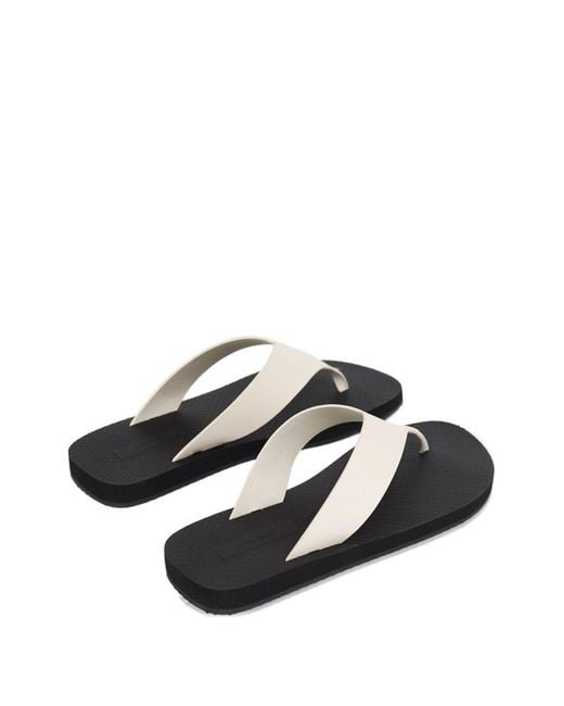 The Row White Dune Leather Flip Flops