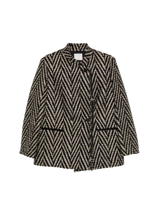 Forte_forte Gray Chevron Oversized Jacket