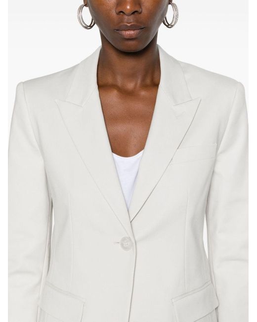 Emporio Armani White Cotton Blend Single-Breasted Blazer