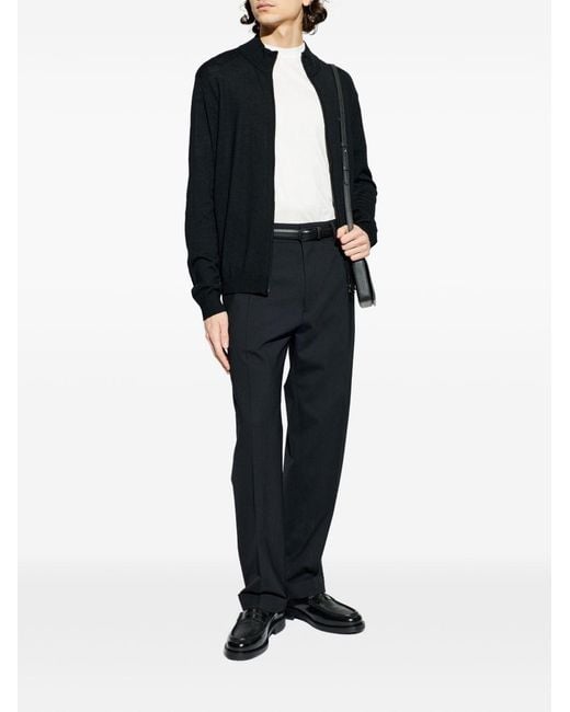 Emporio Armani Black Wool Cardigan for men