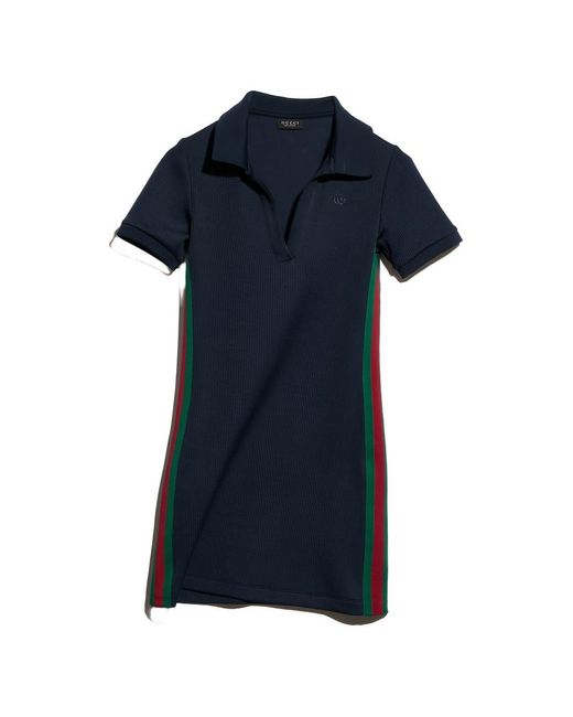 Gucci Blue Web Detail Cotton Polo Dress