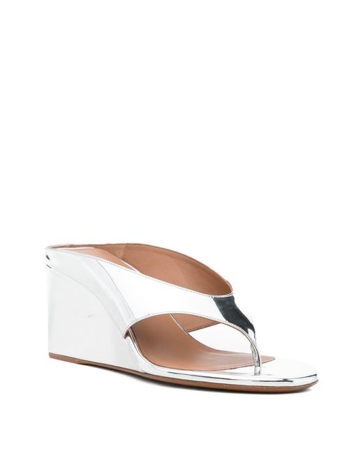 Alaïa White Wedge Thong Mules
