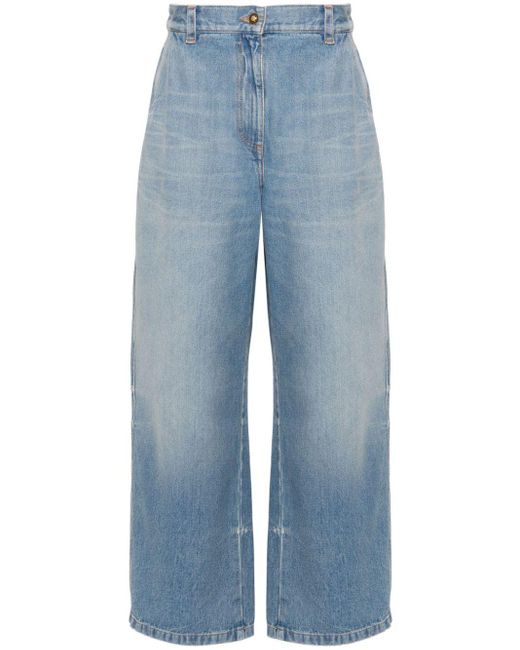 Palm Angels Blue High-Rise Wide-Leg Jeans