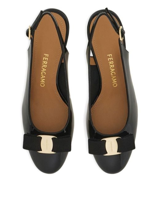 Ferragamo Black Leather Slingback Pumps