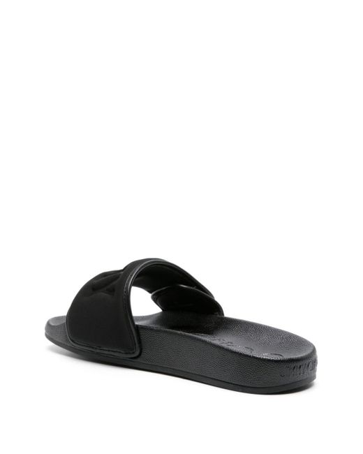 Jimmy Choo Black Fitz/F Leather Pool Slippers