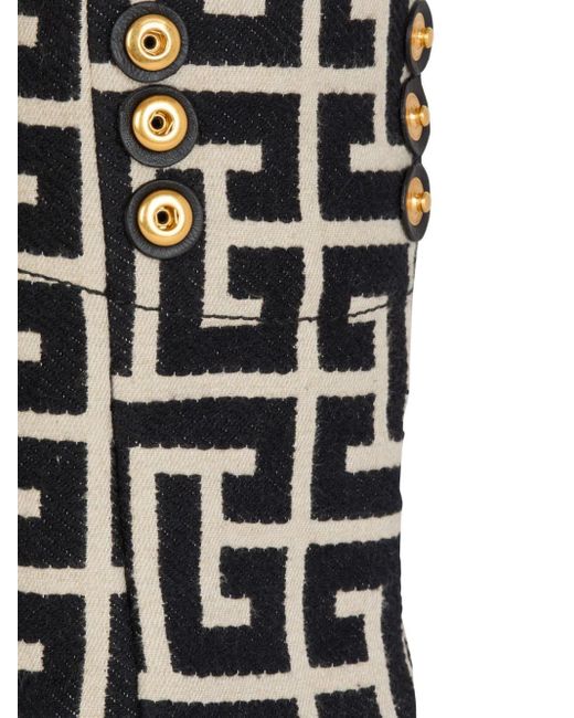 Borsa Shopping Con Motivo Monogram di Balmain in Black