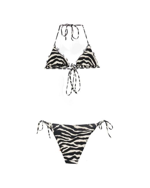 Ermanno Scervino White Printed Triangle Bikini Set