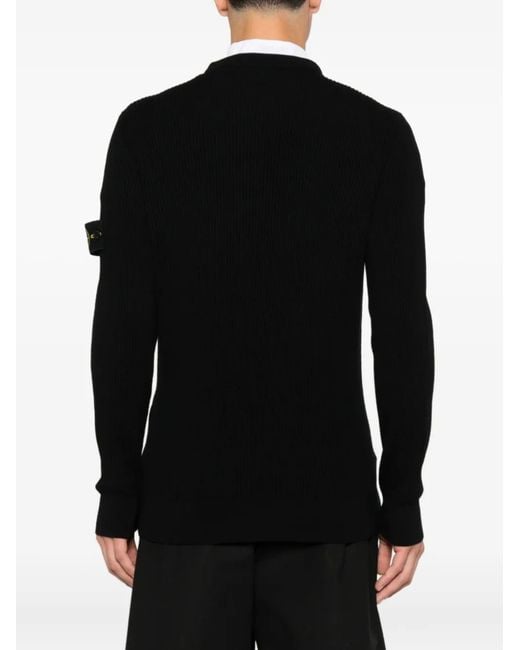 Stone Island Black Wool Sweater for men