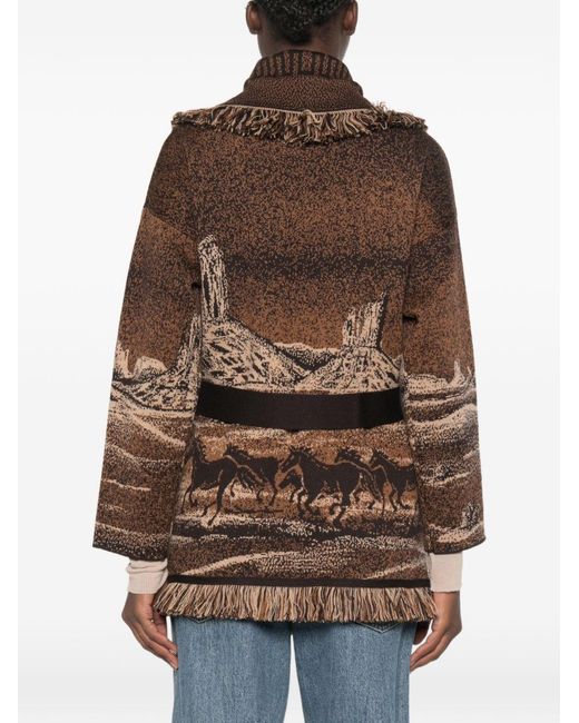 Alanui Brown Wild Wild Wool Cardigan