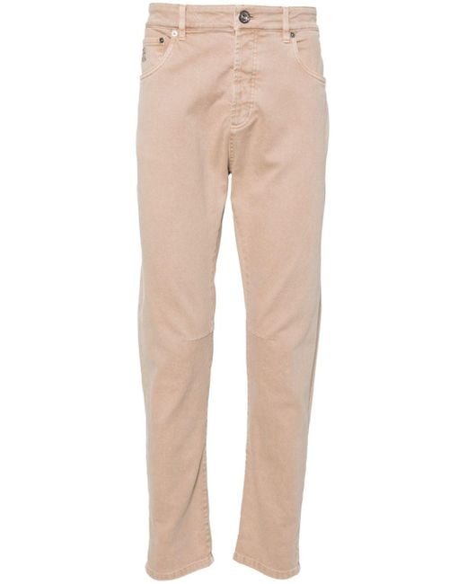 Brunello Cucinelli Natural Tapered-leg Cotton Trousers for men