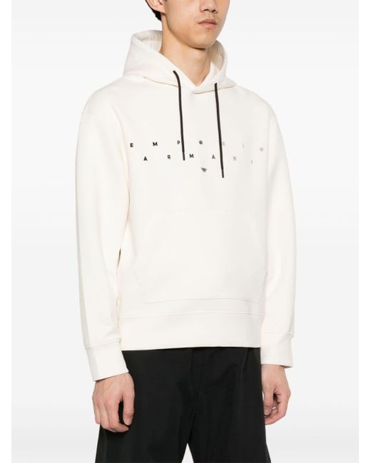 Emporio Armani Natural Logo-embroidered Hoodie for men