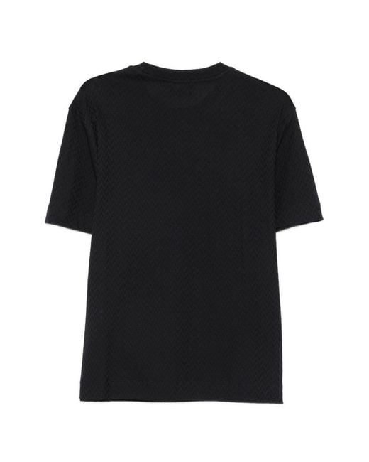 Emporio Armani Black Short-Sleeve Chevron-Knit T-Shirt for men
