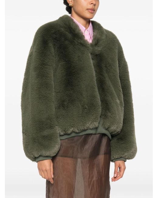 Frankie Shop Green Senna Faux Fur Jacker