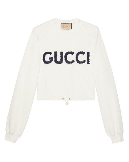 Gucci White Logo-embroidered Sweatshirt