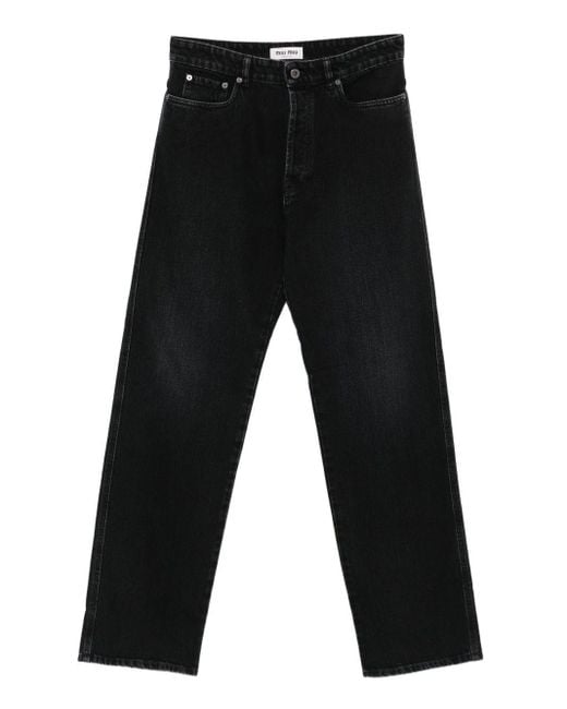 Jeans Con Design A Cinque Tasche di Miu Miu in Black