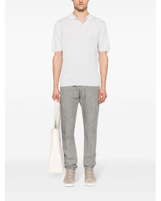 Emporio Armani Gray Linen Trousers for men