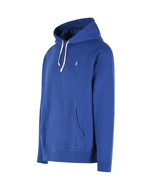Polo Ralph Lauren Blue Logo Embroidered Drawstring Hoodie for men
