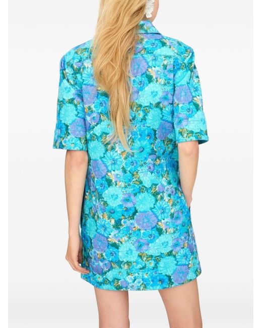 Chloé Blue Printed Cotton Mini Dress