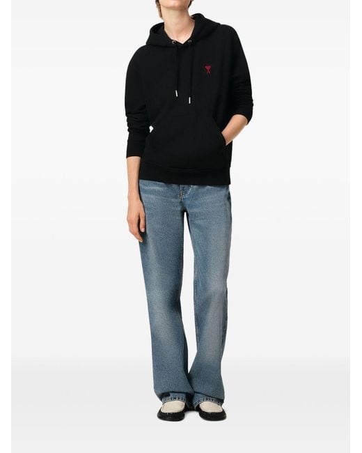 AMI Black Ami De Coeur Cotton Hoodie