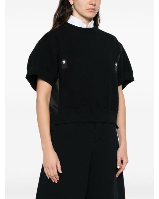 Sacai Black Cotton And Nylon Top