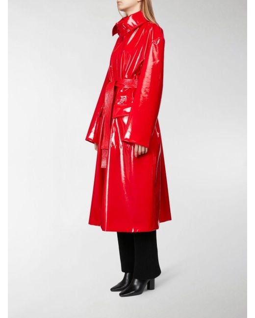 Balenciaga Patent Leather Trench Coat in Red Lyst