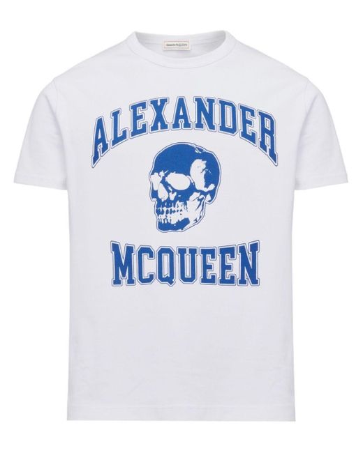 T-Shirt Con Stampa di Alexander McQueen in Blue da Uomo