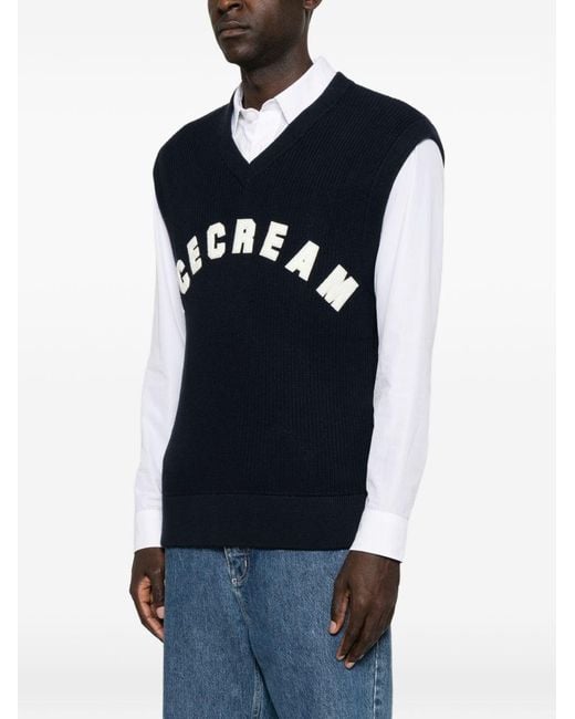 ICECREAM Blue Wool Blend Vest for men