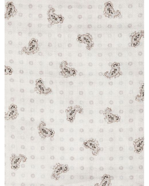 Brunello Cucinelli White Silk Pocket-handkerchief for men