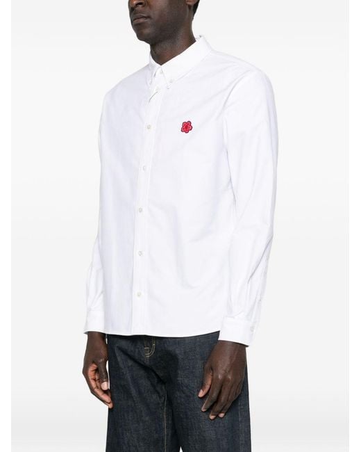 KENZO White Boke Flower Cotton Shirt for men