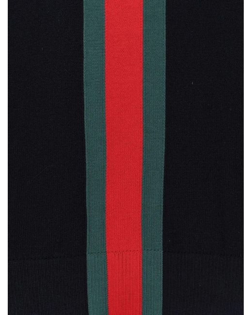 Gucci Blue Web Detail Cotton T-Shirt for men