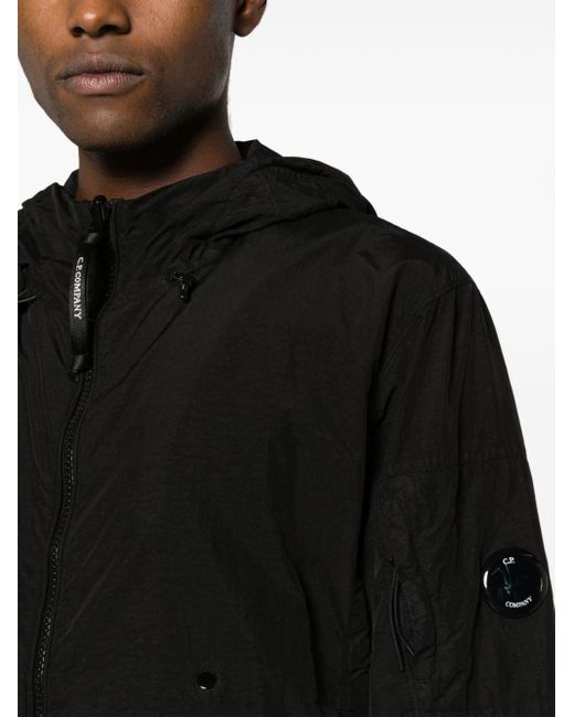 C P Company Black Nylon Reversible Hooded Jacket for men