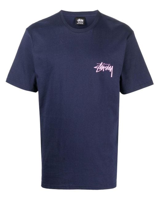 Stussy Blue Logo Print T-shirt for men
