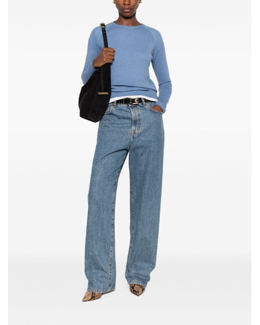 Base London Blue Wool And Cashmere Crewneck Sweater