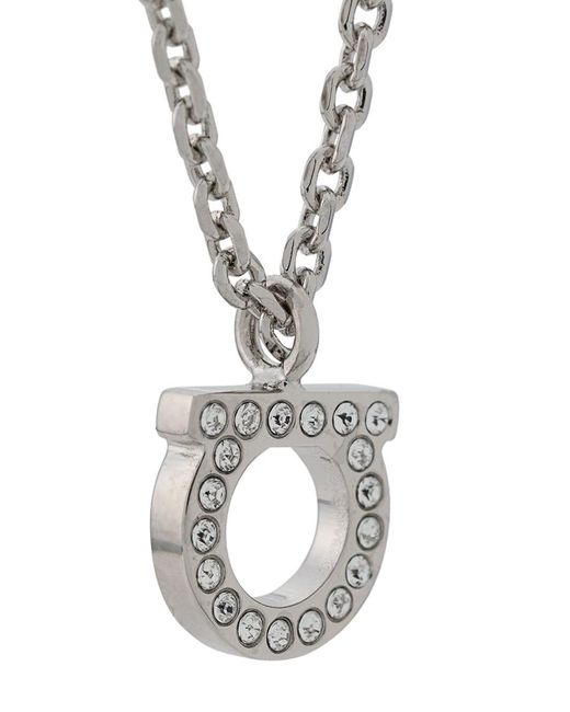 Ferragamo White Gancini Crystal Necklace