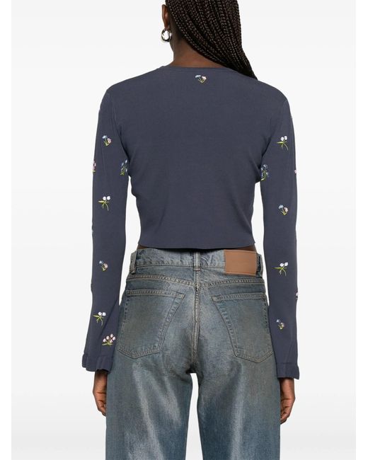 Blugirl Blumarine Blue T-Shirt With Embroidery