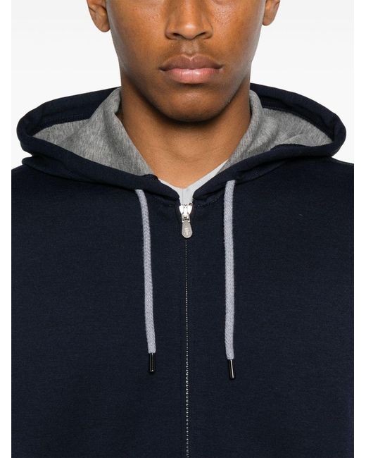Brunello Cucinelli Blue Sleeveless Hoodie for men