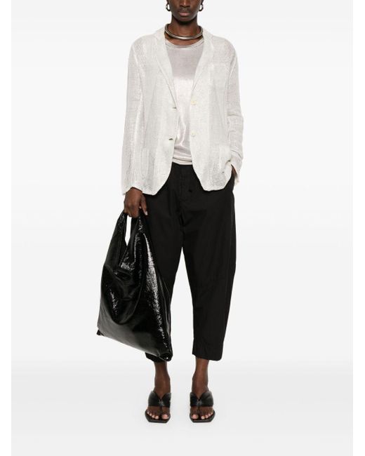 Avant Toi White Linen Blend Single-Breasted Jacket