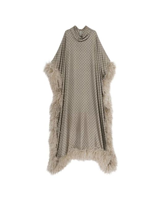 Gucci Natural Printed Silk Long Kaftan Dress