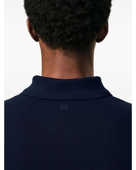 AMI Blue Ami De Coeur Cotton Polo Shirt for men