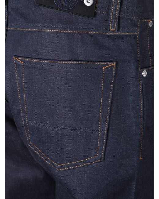 Stone Island Blue Selvedge Regular Trousers for men