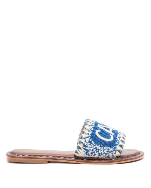 De Siena Blue Capri Beads Flat Sandals