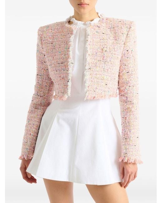 Balmain Pink Tweed Cropped Jacket