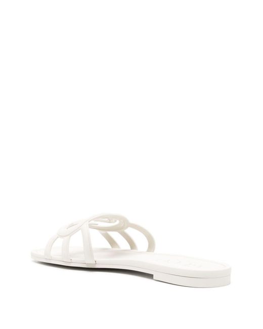 Gucci White Gg Slide Sandals